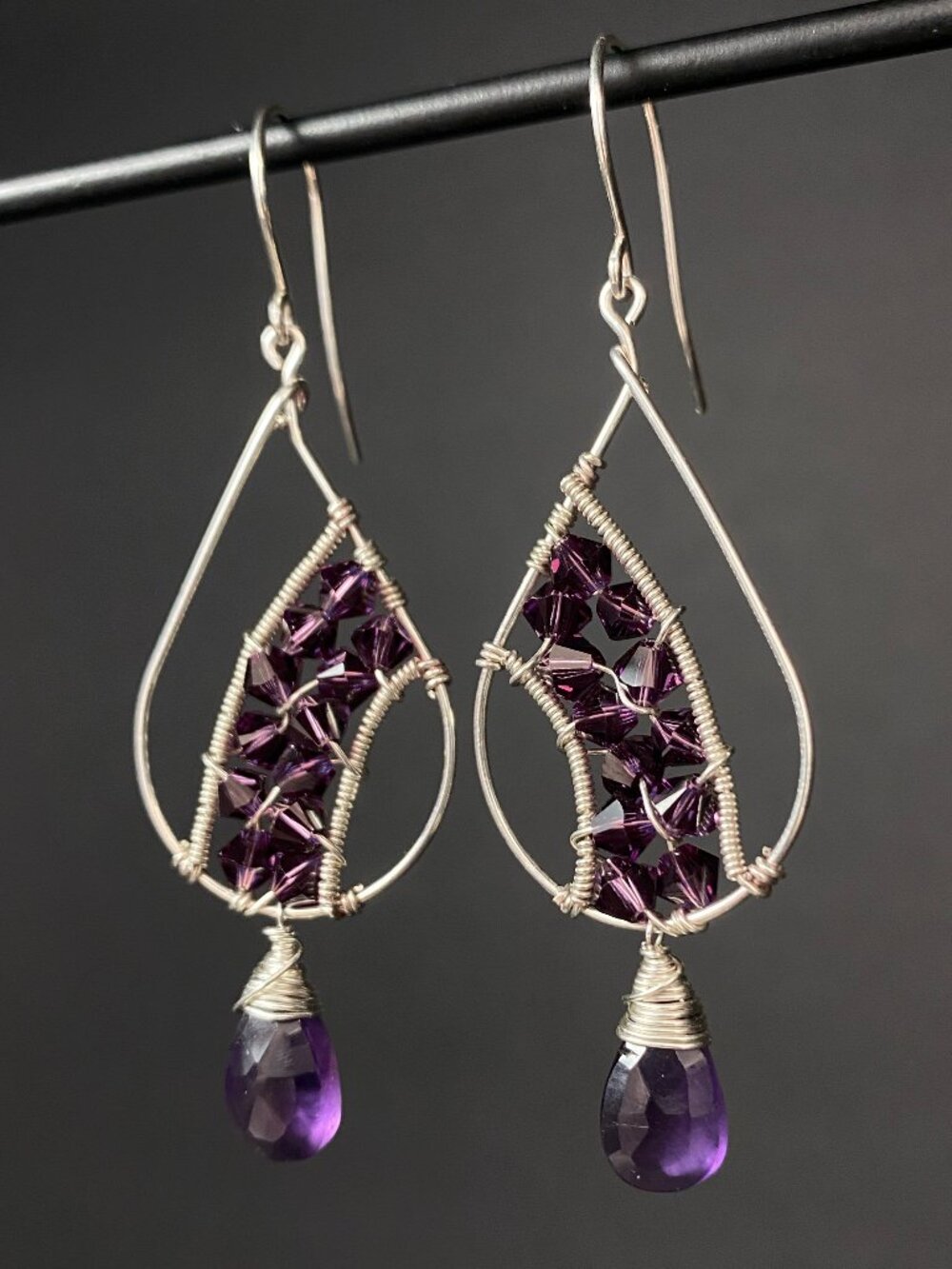Amethyst, Sterling Silver & Swarovski Earrings